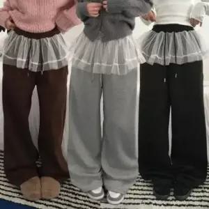 [아우트_66]레이스스커트 프릴바지 레이어드 팬츠