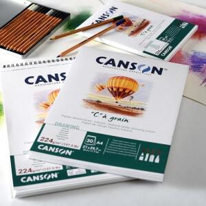 캔슨 C a Grain 224g 화이트 드로잉 & 스케칭 종이 패드 30매 미세한 질감 전문 예술가용