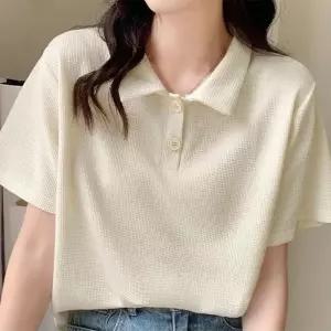 여자 빅사이즈 오피스룩 카라넥 반소매 티셔츠