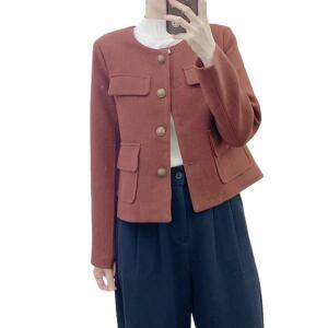 원픽 여성 추동 철장 슬림핏 반팔 모직 코트