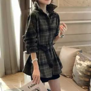 [옷자락]여자 봄가을 셔츠형 보온 외투형 폭신 아방가르드 카라 코트