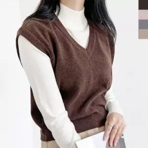JJM-M52 여자캐시미어하찌브이넥조끼