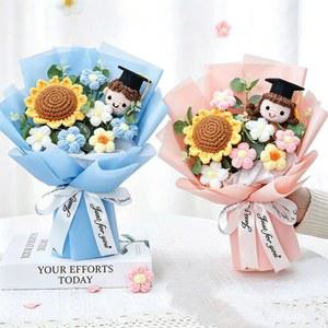 크로셰꽃다발 수제 크로셰 해바라기 졸업 인형 보존화 선물 생일 꽃다발