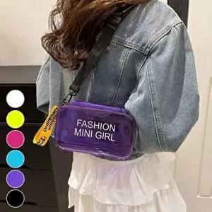사각 보조 학생 젤리 가방 PVC 투명 비치백 여름 크로스백 미니 파우치-WFOWRVV