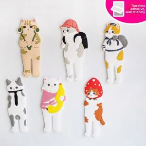 동물 모양 무자국 접착식 고리 고양이 일상생활용 욕실 수납 드릴링 불필요 이중 합성수지 H...