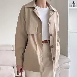 [옷자락]여자 벌룬 FW 트렌치 단추 핀턱 빅사이즈 바스락 자켓