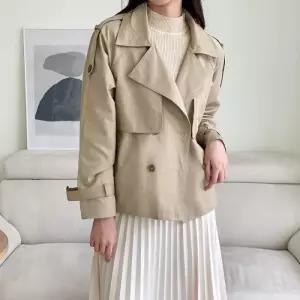 [옷자락]여자 숏트렌치 롱슬리브 박스핏 버클 FW 자켓