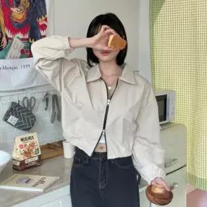 [옷자락]여자 투웨이집업 탱크 고무줄 캥거루 콘트라스트 카라넥 자켓