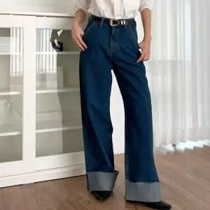[옷자락]여자 롤업진 진청 컷오프 FW 키큰녀 넓은 청바지