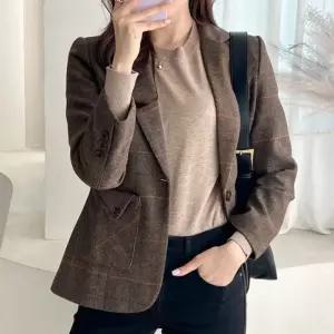 [페이릿][페이릿] [88까지]테일라 앞포켓 가죽 패치 체크 자켓