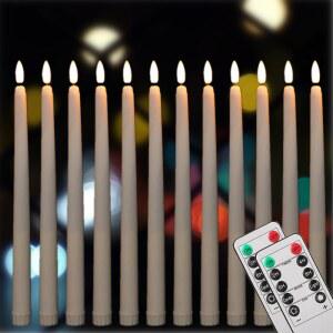 LED초 6개들이 LED 무화염 테이퍼 양초 장식용 양초, 가정 배터리 리모컨 작동식 세트, 창문 테이블 10키