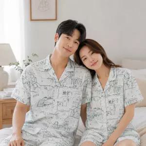 인견소재 커플파자마 여름용 산토리니나염 MP8900BWP8900B