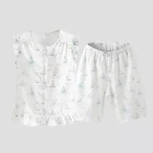 시어서커 레이온 요트 패턴 커플 파자마세트 WP8903TMP8903B