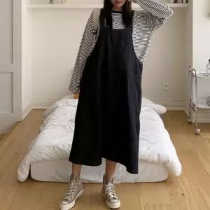 [옷자락]여자 진 생지 오버롤 서스펜더 FW 캐쥬얼 롱원피스