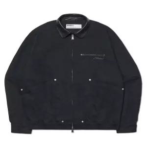 노매뉴얼 VINTAGE LEATHER COLLAR WORK JACKET WASHED BLACK 827574