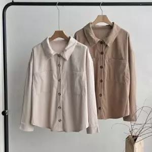 [옷자락]여자 재킷 양포켓 카라넥 골덴 FW 탄탄 셔츠
