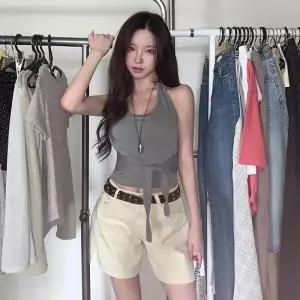 여자 여름 코디 홀터넥 슬림핏 크롭 디자인 나시25505656588872