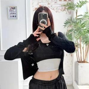 여자 여릅 유니크 스트릿 크롭 골지 홀터넥 나시25505066588872