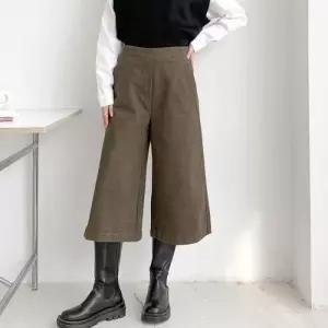 [옷자락]여자 편한 보온 넓은 백밴딩 FW 8부 면바지