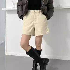 [옷자락]여자 골덴 코튼 가을숏팬츠 반하이 넓은 반바지