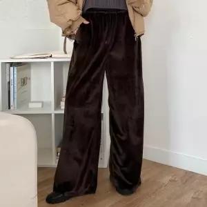 [옷자락]여자 넓은 겨울츄리닝 FW 롱 벨루어 큰사이즈 바지
