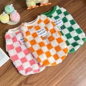 애완견 양털 안감 조끼InsFur 플러시 따뜻한 고양이 옷 테디 비숑 푸들 가죽끈 roupas para cachorro