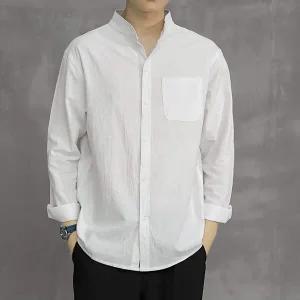 [하프클럽/]남자 여름 모던 포켓 차이나넥  긴팔 셔츠 DMS-SHS-SCC252