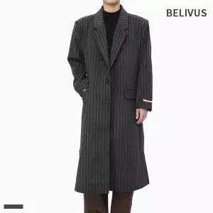[빌리버스]빌리버스 남자 울 혼방 스트라이프 겨울 싱글 코트 BYM007