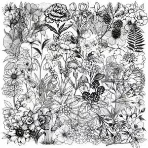 50PCS 노트북 Scrapbooking 저널 플래너 카드 애완 동물 소재에 대 한 흑백 빈티지 레트로 꽃 식물 스티커
