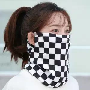 남녀 체크무늬 튜브 스카프 오토바이 라이딩 페이스 커버 방풍 자외선 차단 야외 사이클링 넥 게이터