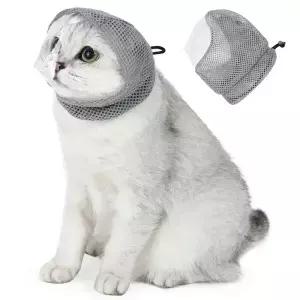 그루밍용 고양이 입마개 손톱 깎기용 조절 가능한 투명 물림 방지 마스크
