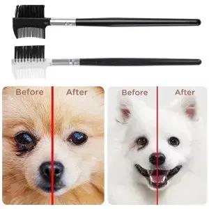눈물 얼룩 제거제 빗 애완 동물 눈 양면 개 브러시 작은 손질 Pomeranians Chihuahuas