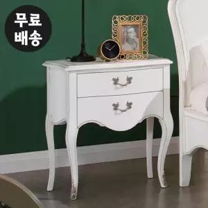 셀리 화이트 엔틱 빈티지 쇼파 침대옆 원목 2단 협탁