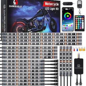 LD DARKEAGLE 20PCS 모터사이클 RGB LED 라이트 키트(브레이크 턴 시그널 듀얼 존 ), 언더글로우 라이트(APP/RF 리모컨 네온 액센트 방수 12V(투어용), 대형 크루저 및 커스텀