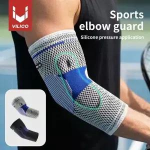 1Pcs 팔꿈치 패드 실리콘 압축 보호 스포츠 부상 3D 니트 조절 가능한 지원 테니스 농구