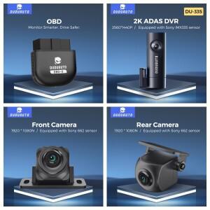 DUDUAUTO 소니 662 1080P 전후방 카메라, OBD  TPMS, 그리고 차량용 라디오 플레이어용 2K DVR 액세서리