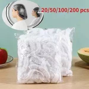 20-200pcs 일회용 샤워 캡 탄성 메쉬 모양 속눈썹 연장을위한 부직포 목욕 모자 명확한 방수 머리