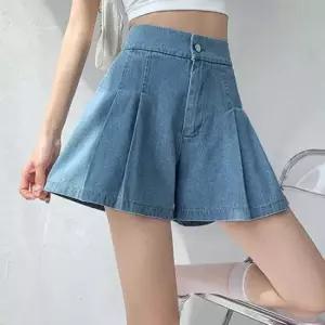 여름여성바지 핀턱 밴딩 치마반바지 데님팬츠 와이드 스타일리쉬