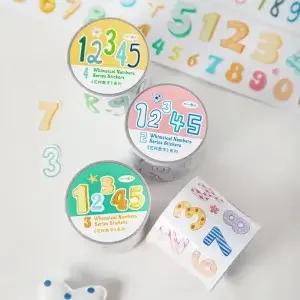 1PCS PET 다채로운 숫자 테이프 스티커 저널 스크랩북용 귀여운 0-9 장식