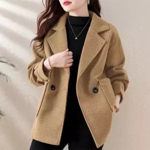 [패션시그널]헤링본패턴 더블 하프코트 8F1C09