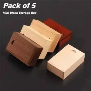 5PCS 단단한 천연 나무 목걸이 반지 선물 상자에 대 한 슬라이딩 상단과 미완성 된 스토리지 USB 장식