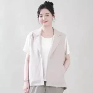 [하프클럽/] 엄마옷  면 테일러 카라 원버튼 루즈핏 여성 봄 여름 정장 조끼