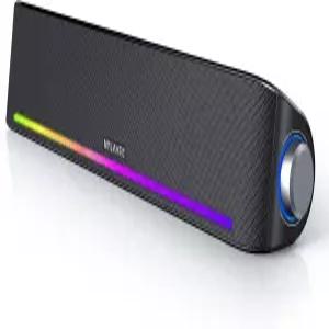 PC 스피커 사운드바 Nylee Bluetooth 50 및 AUX 연결 노트북 태블릿 스마트폰 컴퓨터 스피커(LED 조명)를