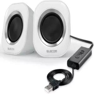 Elecom MSP08USB2WH PC 스피커 연결 볼륨 조절 음소거 기능 최대 출력 5W 컴팩트 화이트 28 x 29 32 인치