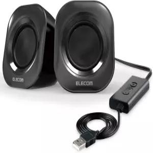Elecom MSP08USB2BK PC 스피커 연결 볼륨 조절 음소거 기능 최대 출력 5W 컴팩트 블랙 28 x 29 32 인치 72