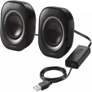Elecom MSP08USB3BK 스피커 전원 공급 볼륨 조절 음소거 기능 최대 출력 44W USBA 연결 컴팩트 블랙