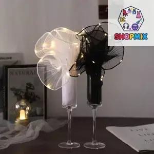 1Pcs LED 꽃 포장지 조명 레이스 메쉬 웨이브 원사 꽃집 꽃다발 포장 장식 웨딩 생일 선물
