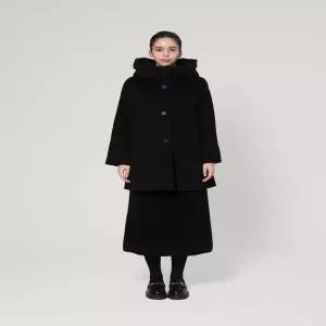 [유닛]오버핏 후디드 하프 코트 (UFJWCO460N-BLACK)