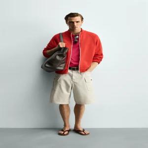 ZARA 자라 릴렉스핏 콘트라스트 지퍼 스웨트셔츠 - 레드 3992/495/600 152083