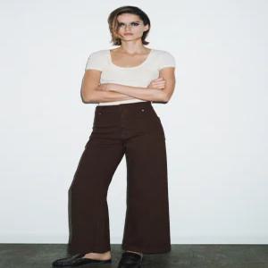 zara 자라 JEANS ZW COLLECTION WIDE LEG 하이웨이스트 - 초콜렛9632/253/717119019